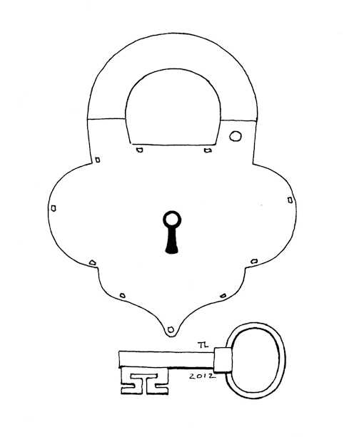 Large Lock Line Drawing