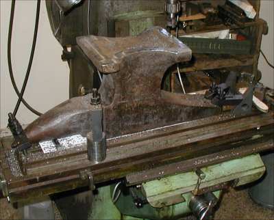 Anvil Base Upwards in Mill for truing up