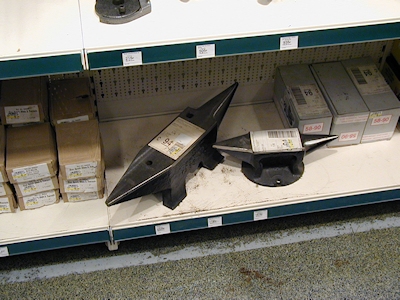 Anvils on the shelf at KaDeWe's Hardware Department