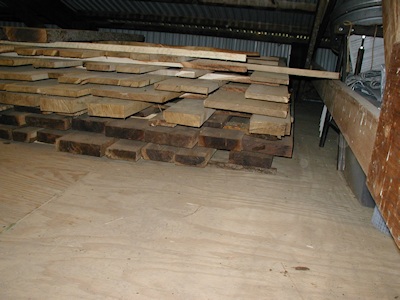 May 2016 Black Walnut and Oak in Attic, End View