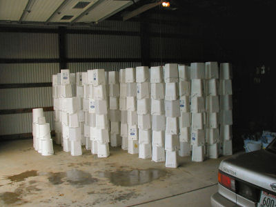 Stacks of Sap Pails that have been Cleaned and Rinsed