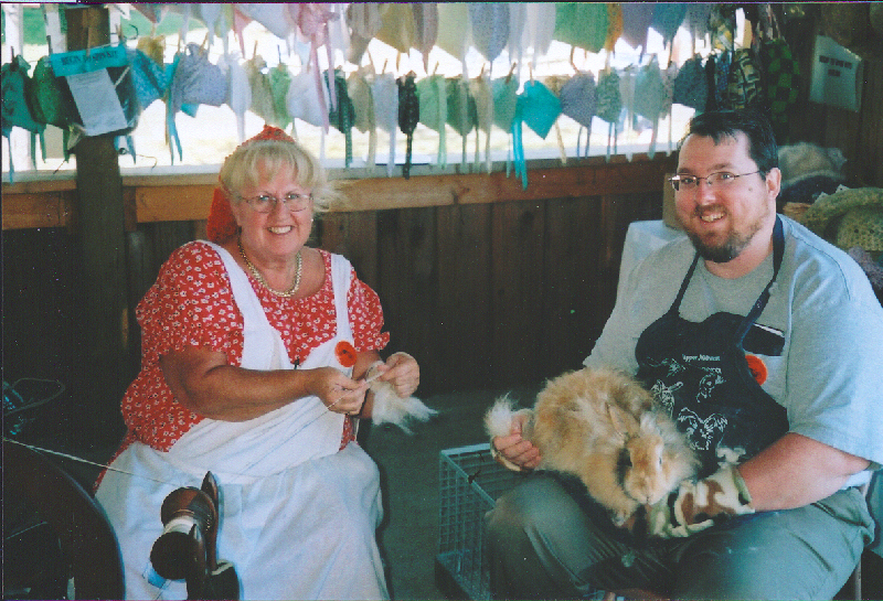 Sheri Spinning from an Angora Rabbit