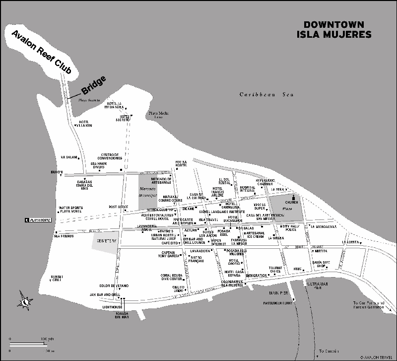 Small Map of Downtown Isla Mujeres